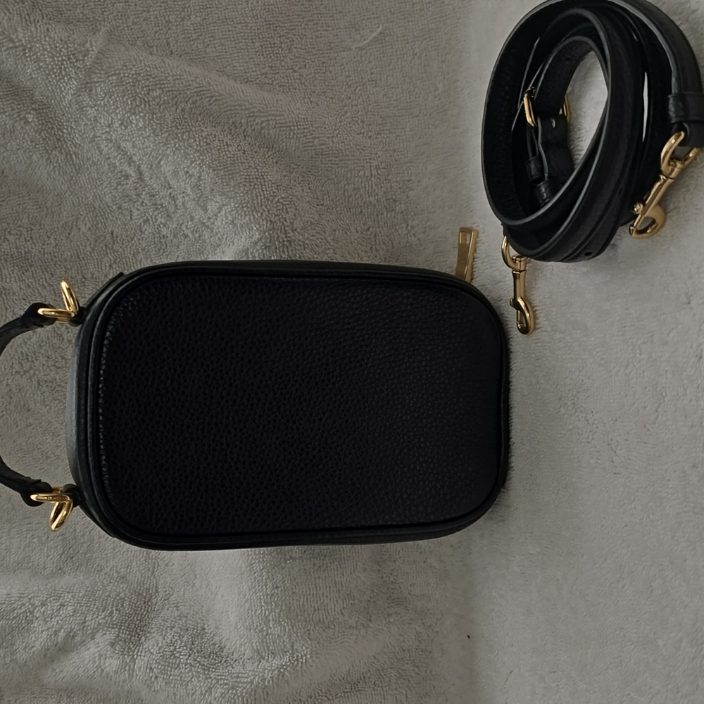 Coach Black Leather Phone Crossbody with Gold Accents - Picture 3 of 6